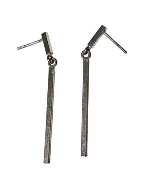 Minimalist Bar Dangle Earrings Silver Tone Modern Design Fashion Jewelry Women